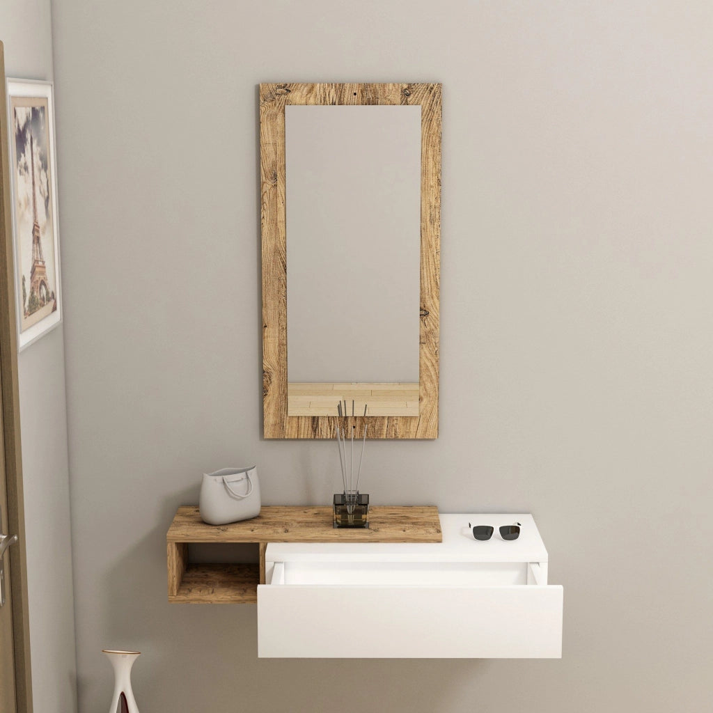 Ingria, Mobile da Ingresso Specchio Incluso, 82x30x16h cm Bianco