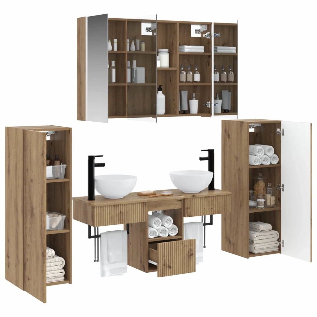 Set di mobili per il bagno 6 pcs Rovere Artigianale 3407126
