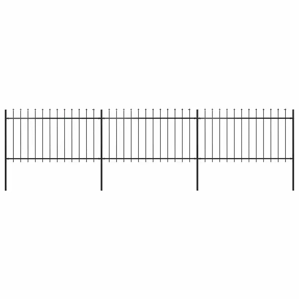 Recinzione da Giardino con Punta a Lancia in Acciaio 504x100 cm Nera 277613