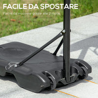 Canestro da Basket Altezza Regolabile 195-245 cm in Acciaio e HDPE Blu