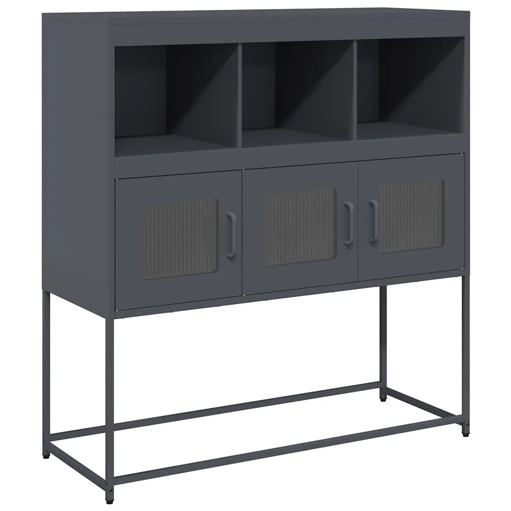 Credenza Antracite 100,5x39x107 cm in Acciaio Laminato a Freddo