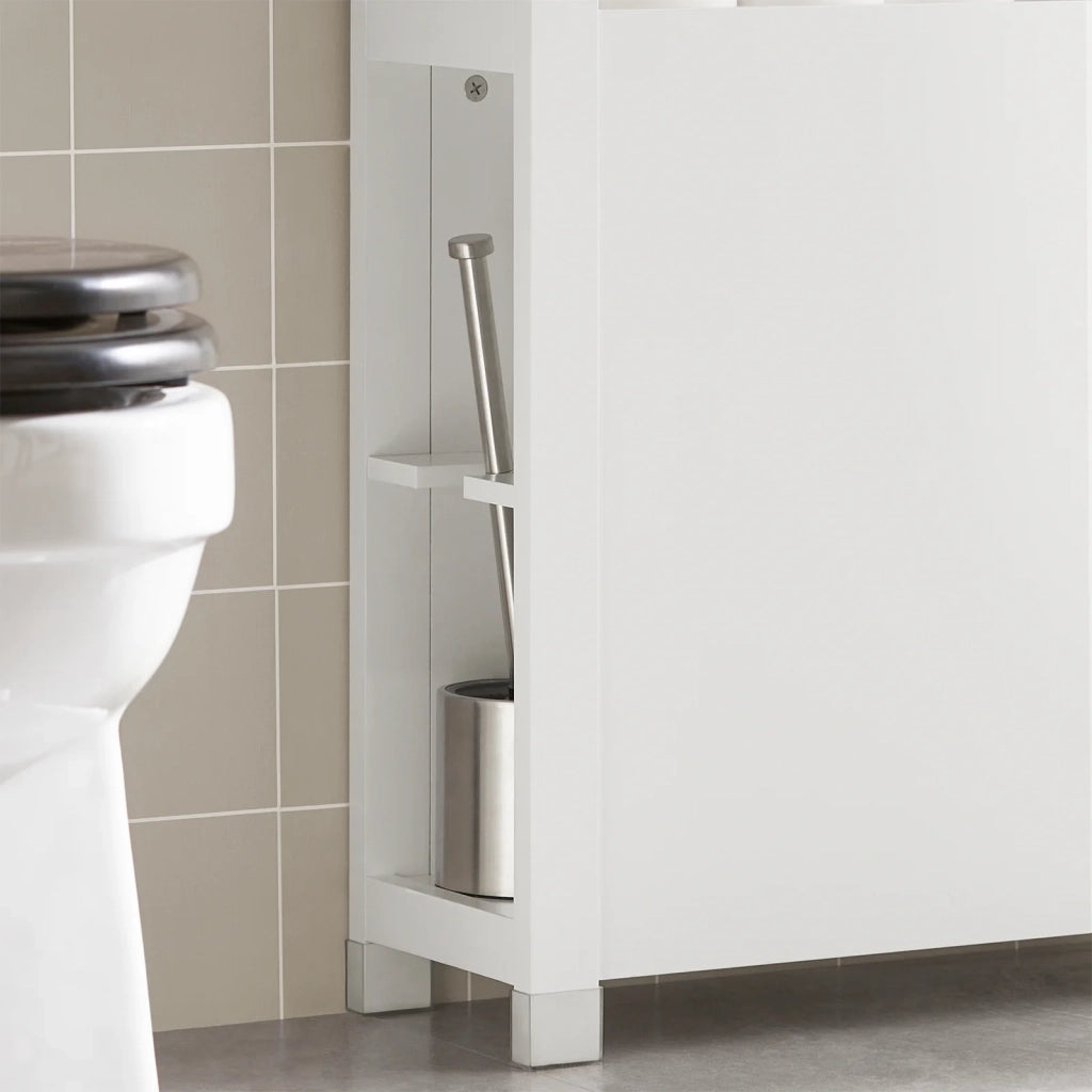 Mensola Salvaspazio con 2 cestelli grigi estraibili Mobiletto da bagno Bianco 20x60x70cm BZR83-W SoBuy