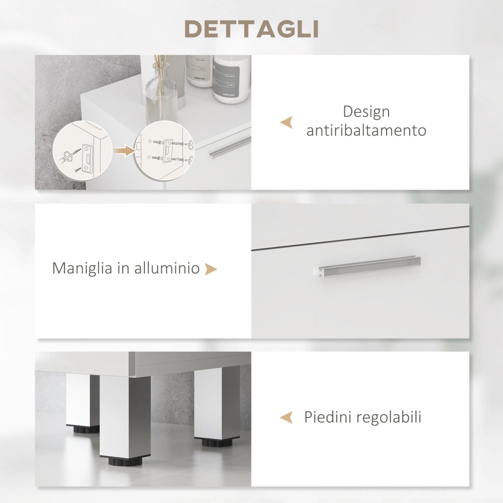 Mobiletto Bagno con Cassetti ¨C zephmum ¨C Truciolato Bianco 30x30x93 cm