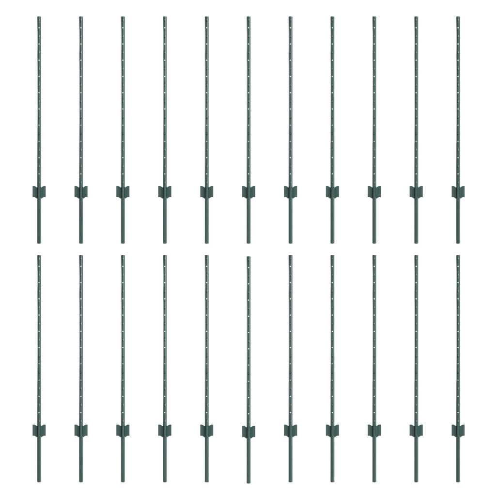 pali di recinzione 22 pcs a U Canale Verde 140 cm Acciaio