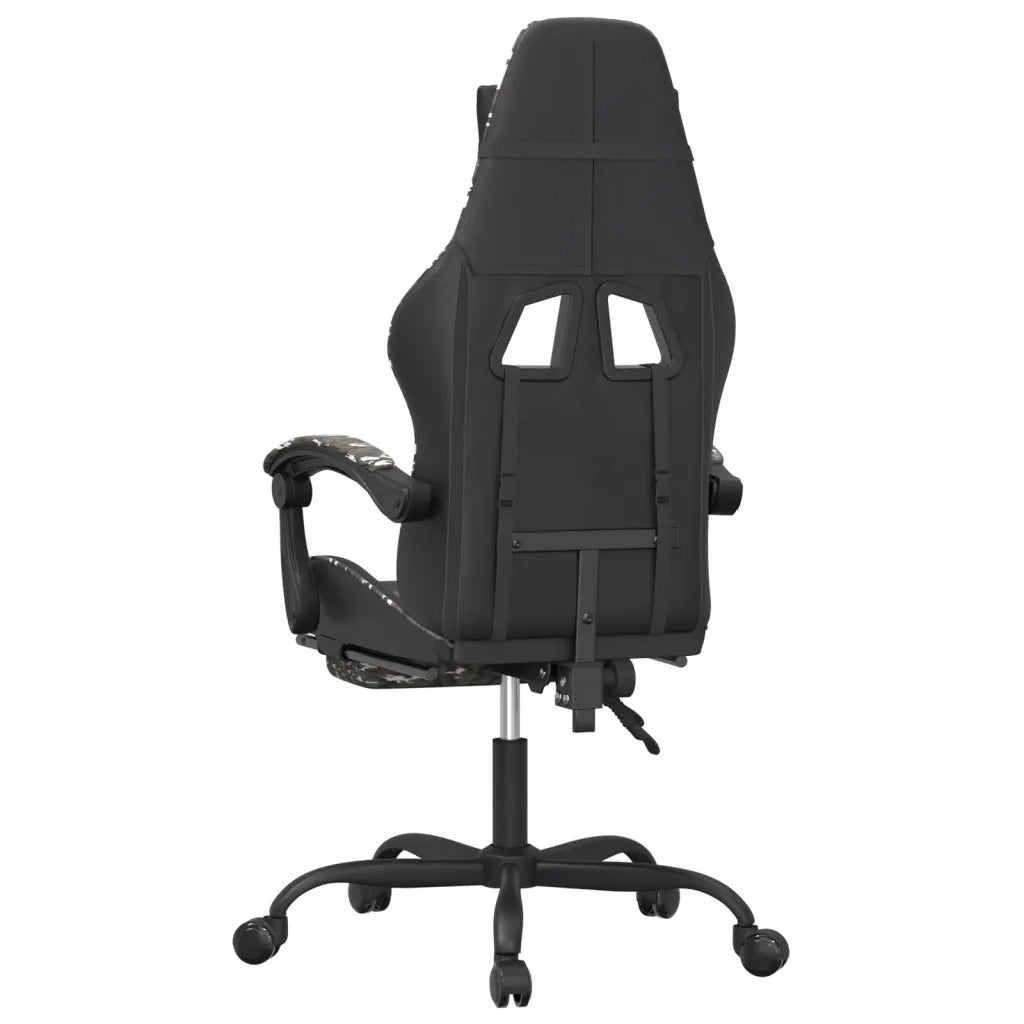Sedia da Gaming | Sedia da e-sports Girevole Poggiapiedi Nero e Mimetico Similpelle