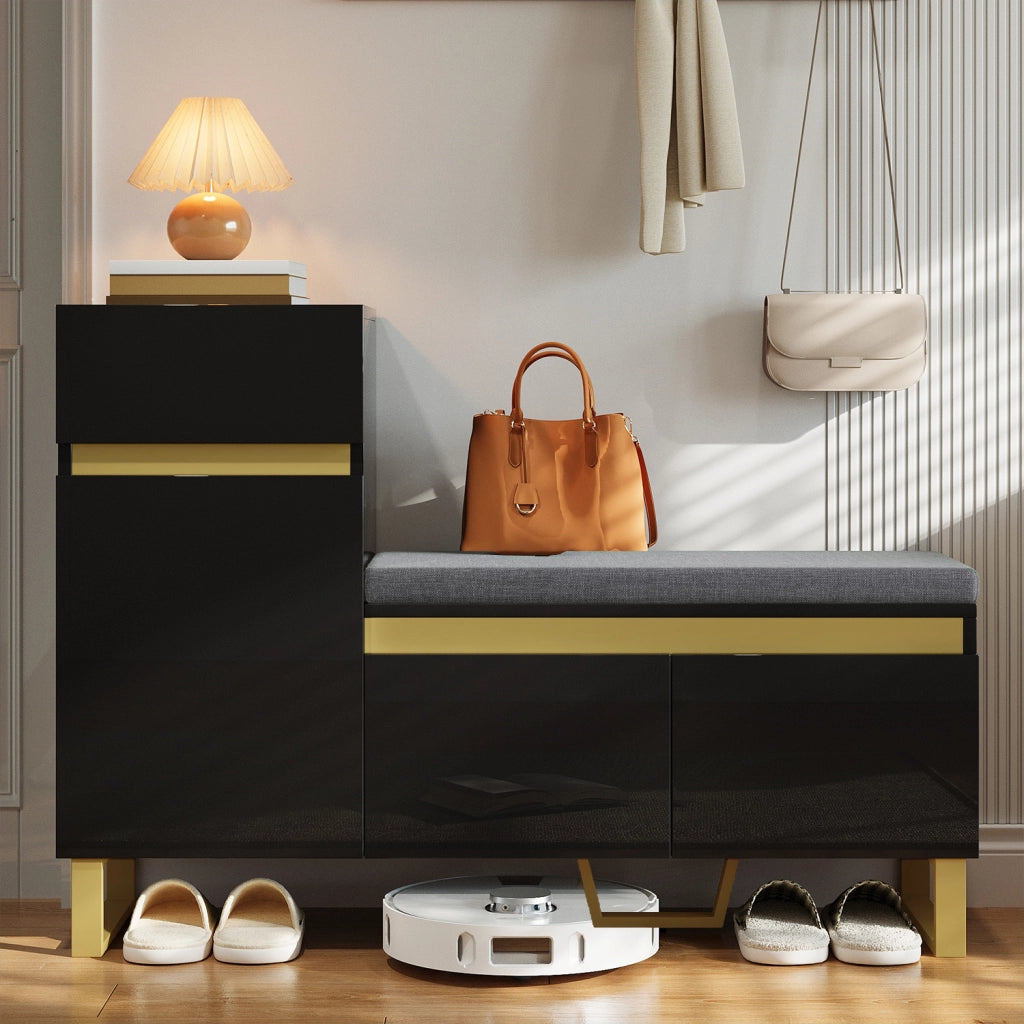 Scarpiera capiente per l'ingresso, mobile contenitore a pi¨´ ripiani, mobile per ingresso moderno e minimalista, organizer per la casa con cassetti e
