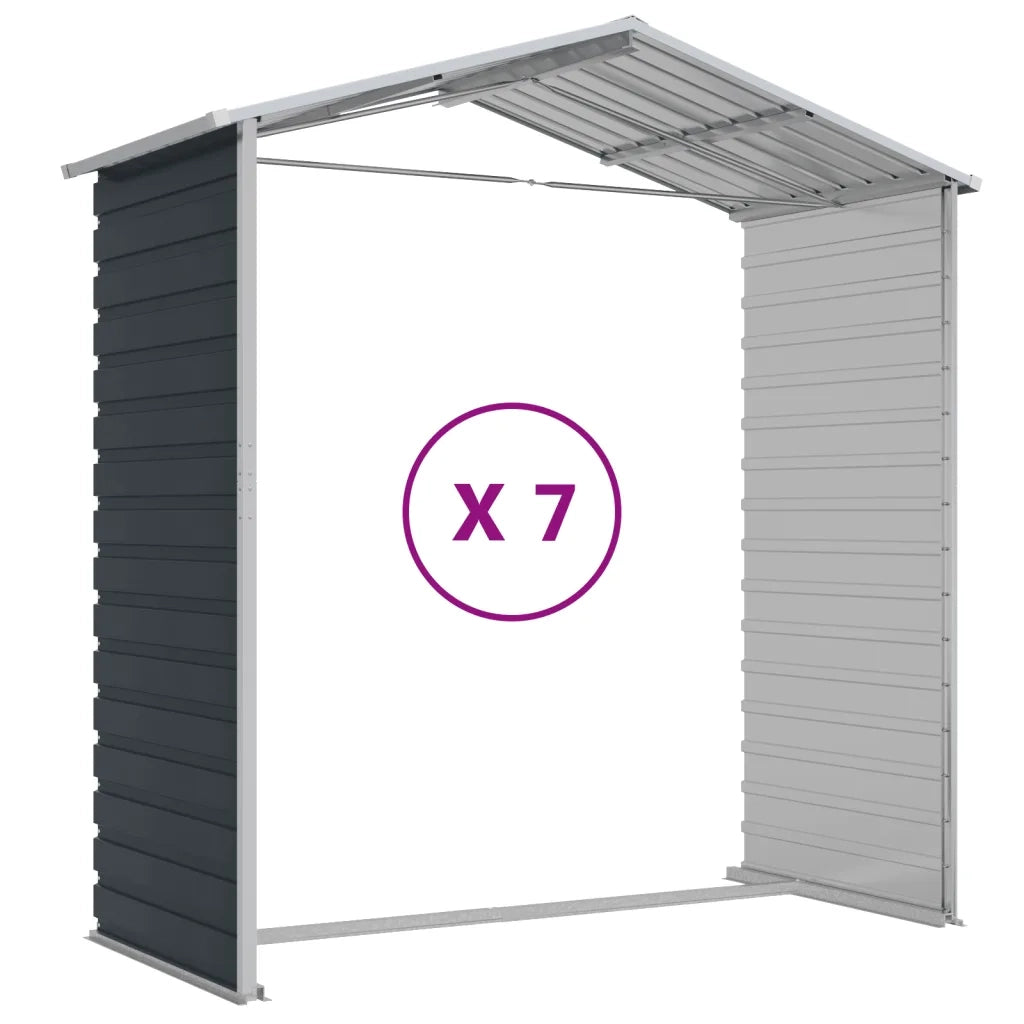 Capanno da Giardino Antracite 191x640x198 cm in Acciaio Zincato 3188259