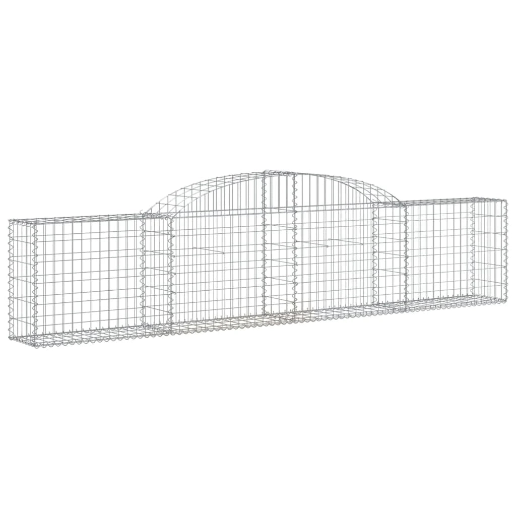 Set di 2 gabbioni ad arco per recinzione gabbia o muro di contenimento 300 x 30 x 60/80 cm ferro zincato argento 02_0041371