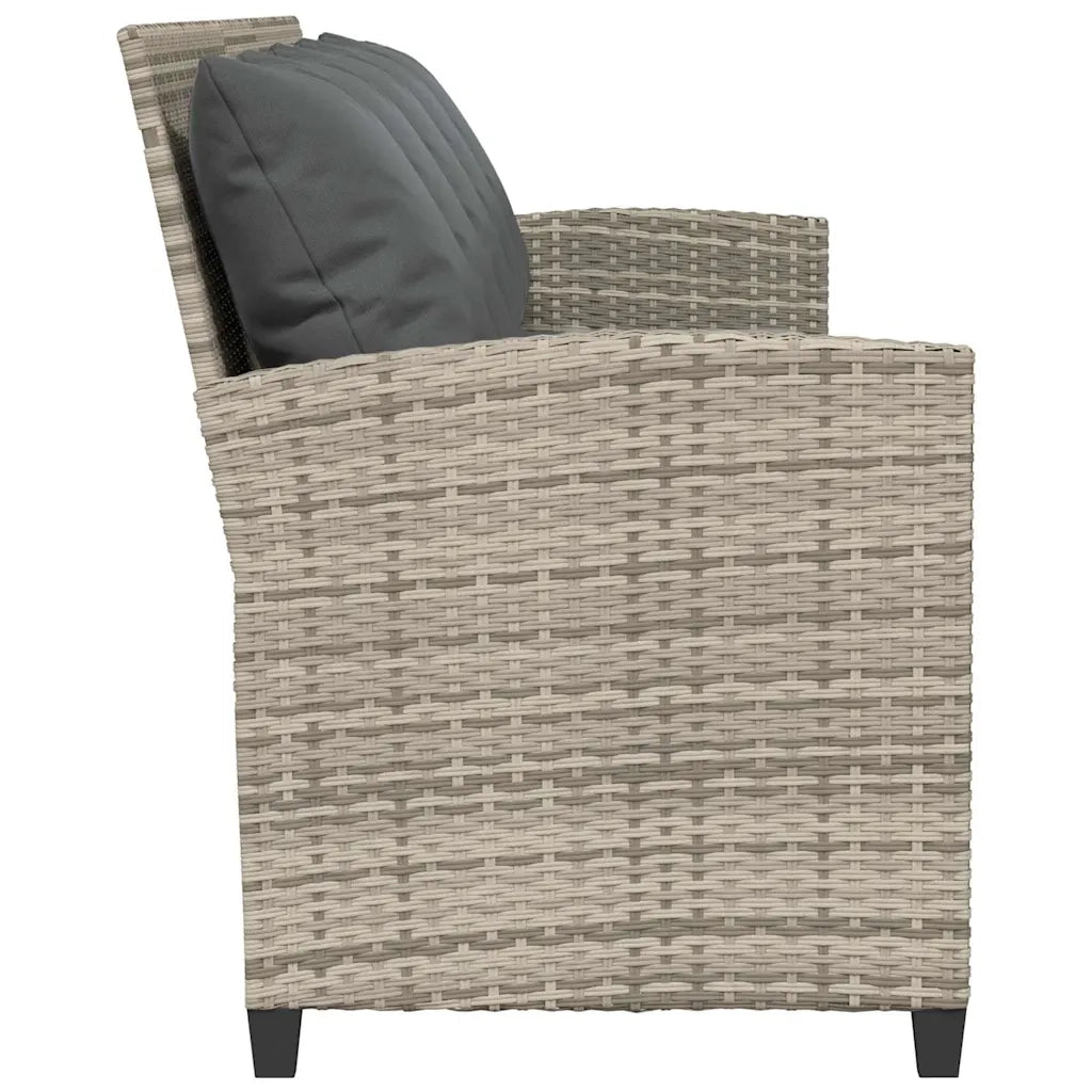 Divano da Giardino con Cuscini 5 Posti Grigio Chiaro Polyrattan 4104117