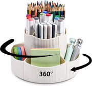 11 rasters 360 gradi rotante pen holder per scrivania, cassetto per articoli da ufficio, grande capacità pen holder multifunzione, cassetto per pennelli make-up (bianco latte)