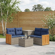 Set di divani 6 pz Grigio e Blu Navy Rattan sintetico e Acciaio 3447713