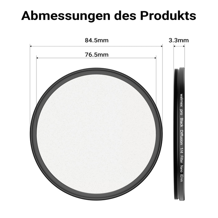 Black Diffusion 1/4 Filtro diffusore da 82 mm, lente antigraffio e antiriflesso con rivestimento nano a 18 strati, montatura slim da 3,3 mm - Per ritratti e videoclip