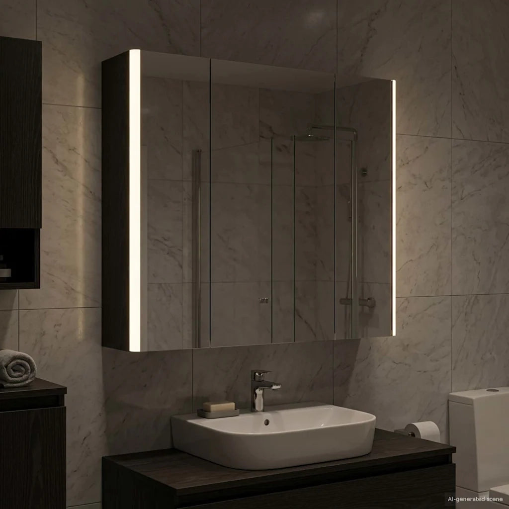 Mobiletto per specchio da bagno Rovere Nero