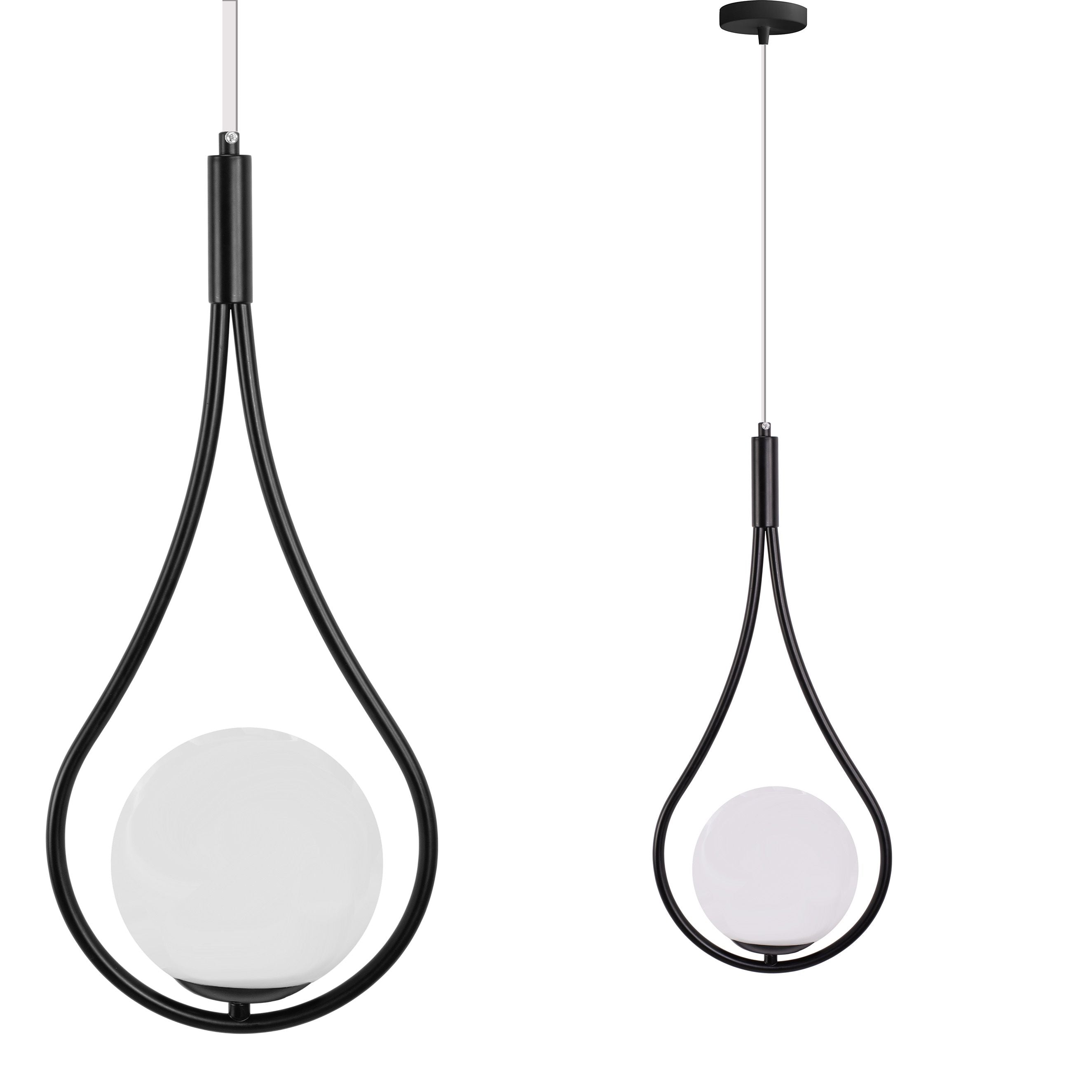 Lampada A Sospensione A Sfera In Vetro G111-1w Nero E27