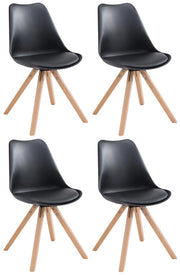 Set di 4 sedie Toulouse in similpelle Square nero,natura