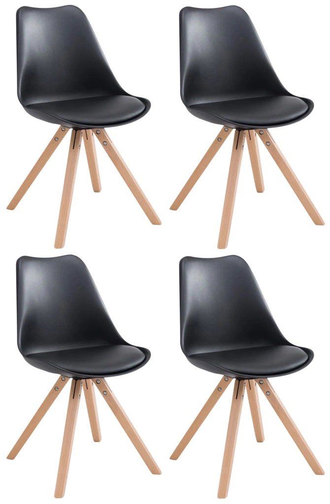 Set di 4 sedie Toulouse in similpelle Square nero,natura