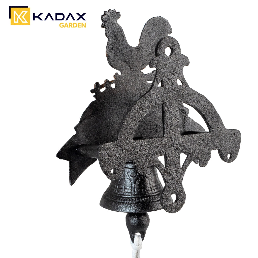 Campanello in ghisa KADAX con decorazione a forma di gallo, stile retrò, ornamentale.
