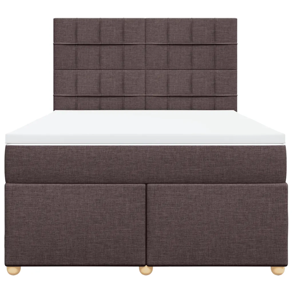 Giroletto a Molle con Materasso Marrone Scuro 140x190cm Tessuto