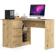 Scrivania angolare AKORD B16 Quercia Artisan 124 cm 3 cassetti 124x85x77 cm Modello a sinistra