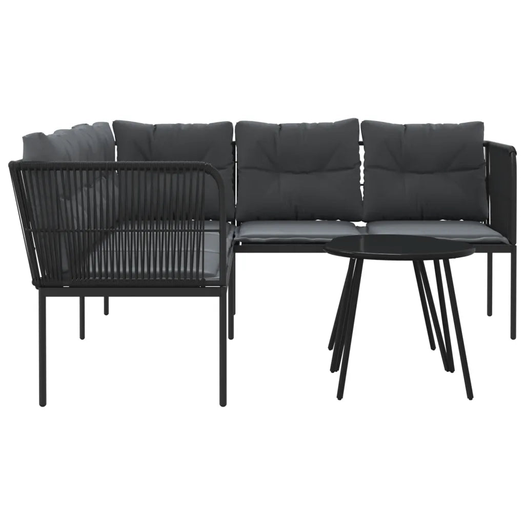 vidaXL Set Divano da Giardino con Cuscini Nero Acciaio e Textilene