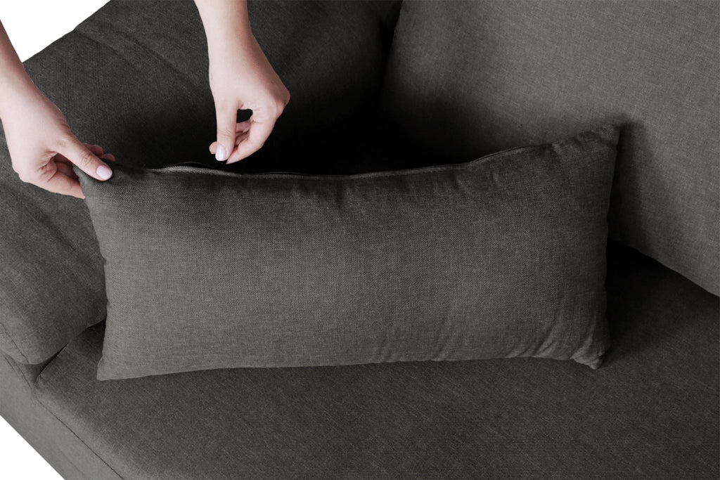 Divano angolare 3 posti con chaise longue destra tessuto grigio scuro - Washington - DI-WA05FBC-CLDX