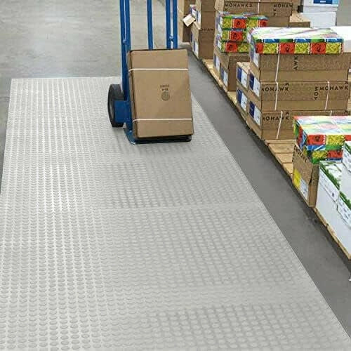 Pavimento Tappeto Gomma 200x1200 cm Pvc Bollato Rivestimento Antiscivolo Grigio Made In Italy