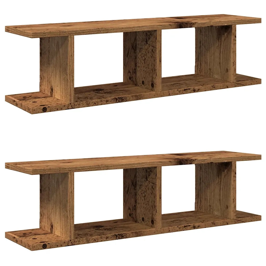 Mensole da Parete 2pz Legno Vecchio 75x18x20 cm in Truciolato 856598