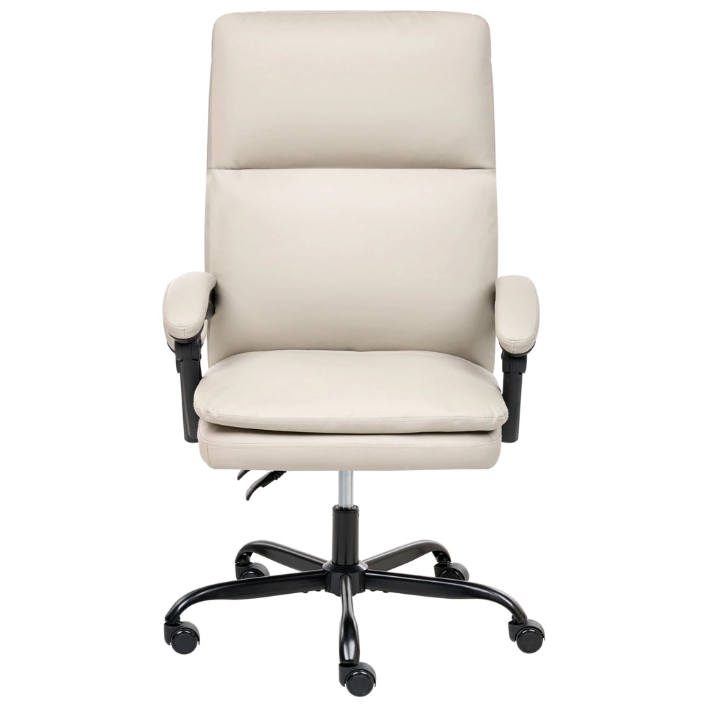 Sedia da ufficio direzionale Beige Chiaro Rivestimento in ecopelle Regolazione dell'altezza della seduta Imbottitura girevole