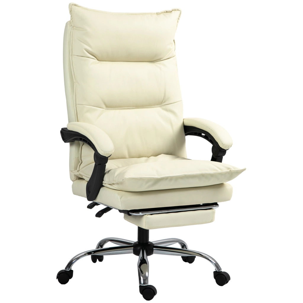 Sedia Ufficio Ergonomica Sedia Scrivania Reclinabile, Poggiapiedi, Beige