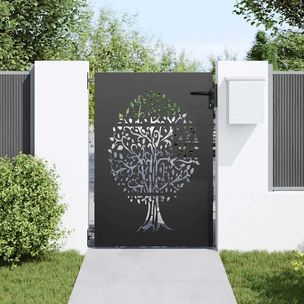 Cancello da giardino con blocco Nero 85 x 150 cm
