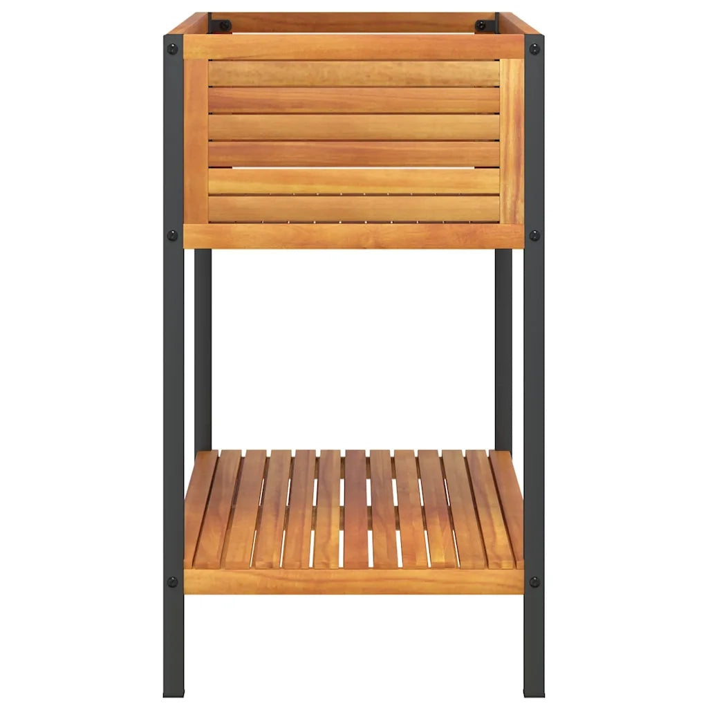 Fioriera con Ripiano 80x45x80 cm in Legno Acacia e Acciaio 367617