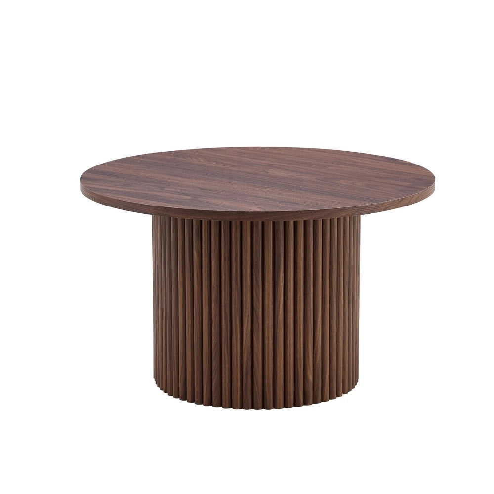 Tavolino da Caff¨¨ Rotondo in MDF ¨C MINIMAL ¨C Noce, Design Gambe in Metallo, ?70 cm