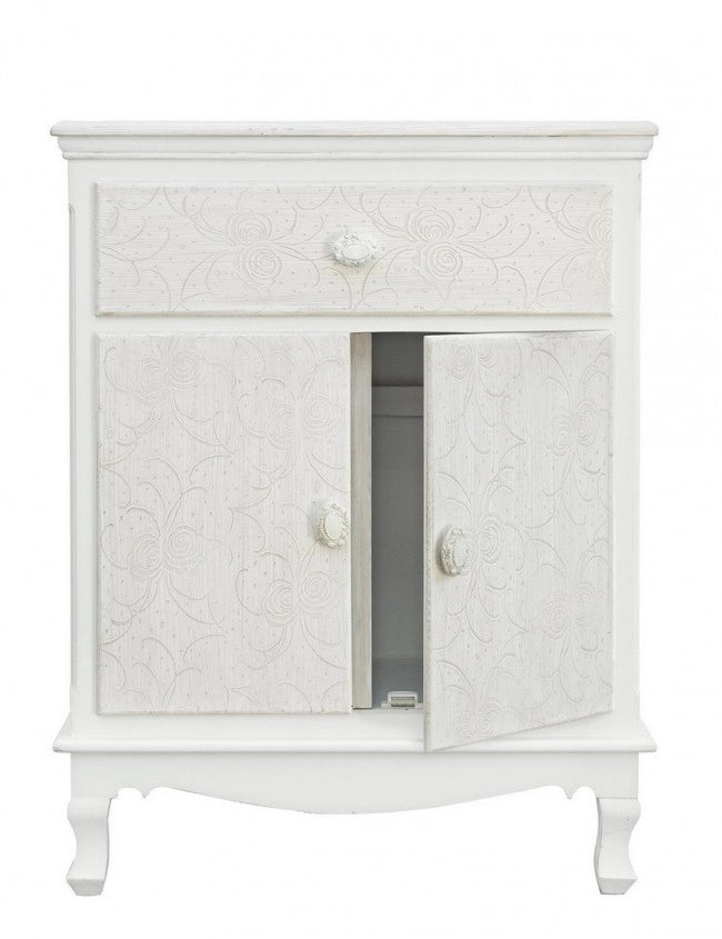 Mobiletto 2 Ante 1 Cassetto MDF Bianco Classico da Interno - ALBINE
