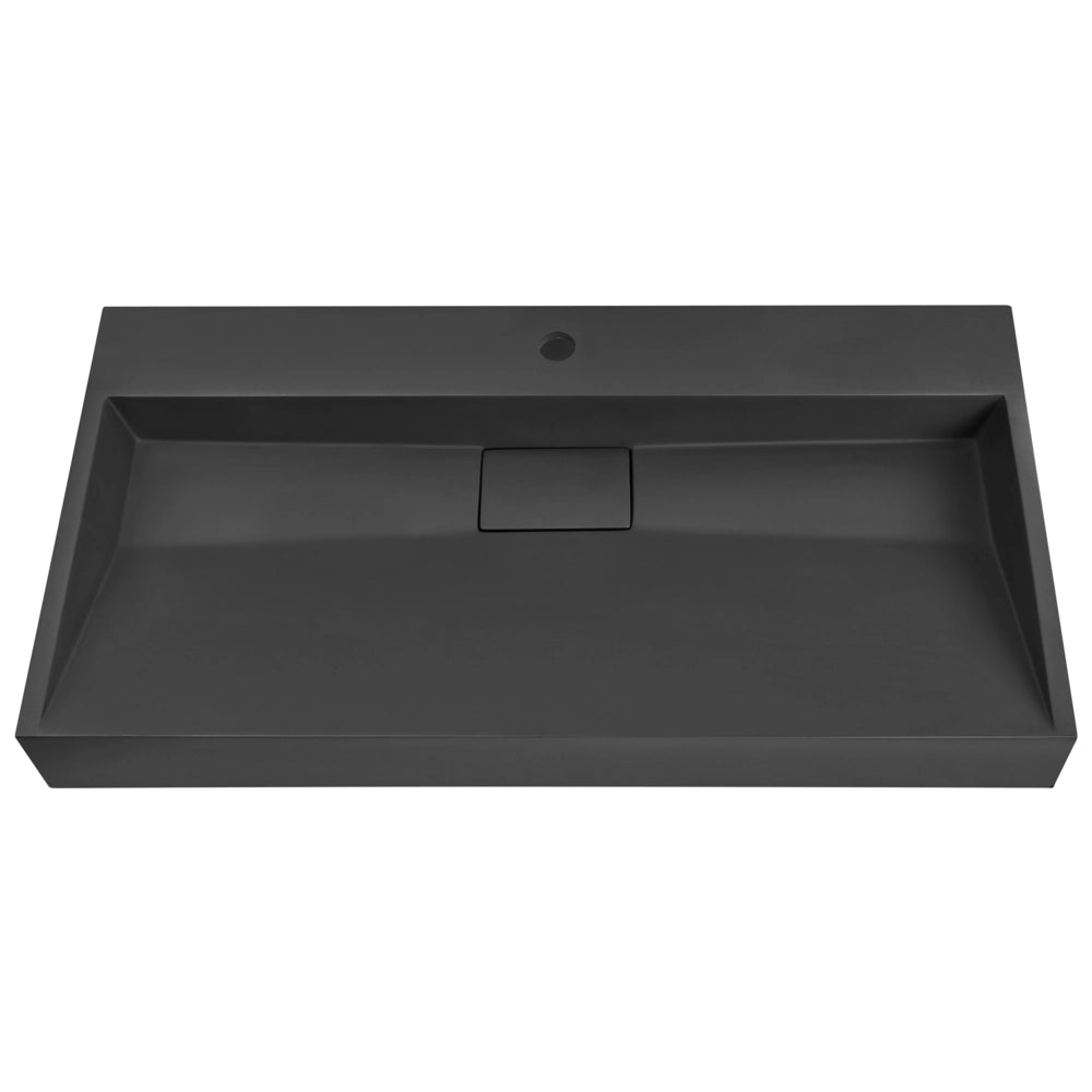 Lavabo bagno classico rettangolare in ceramica finitura lucida 90 x 46 cm nero Lavello da bagno rettangolare