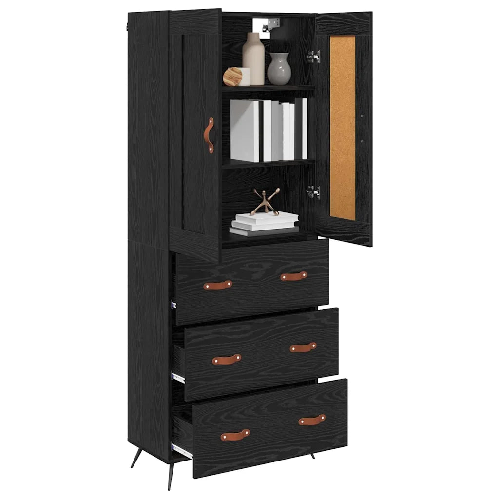 Credenza Rovere Nero 69,5 x 34 x 180 cm Legno multistrato