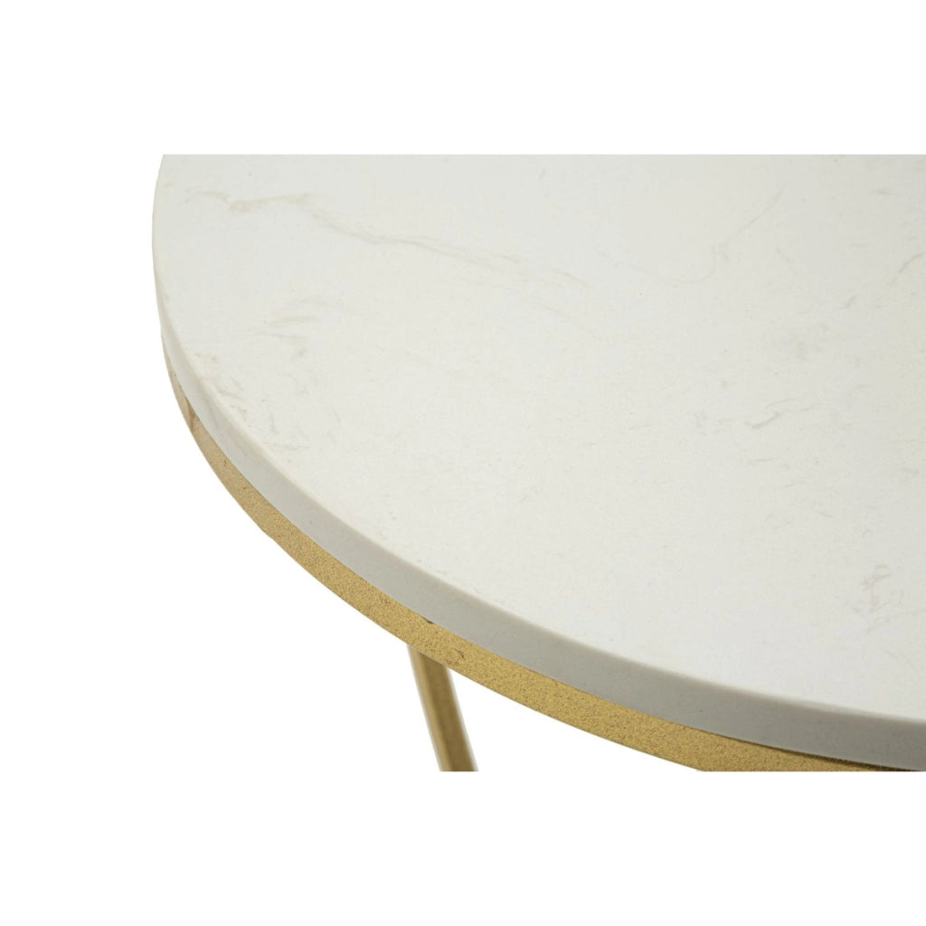 Tavolino Heart in ferro oro e marmo bianco O40x45 cm