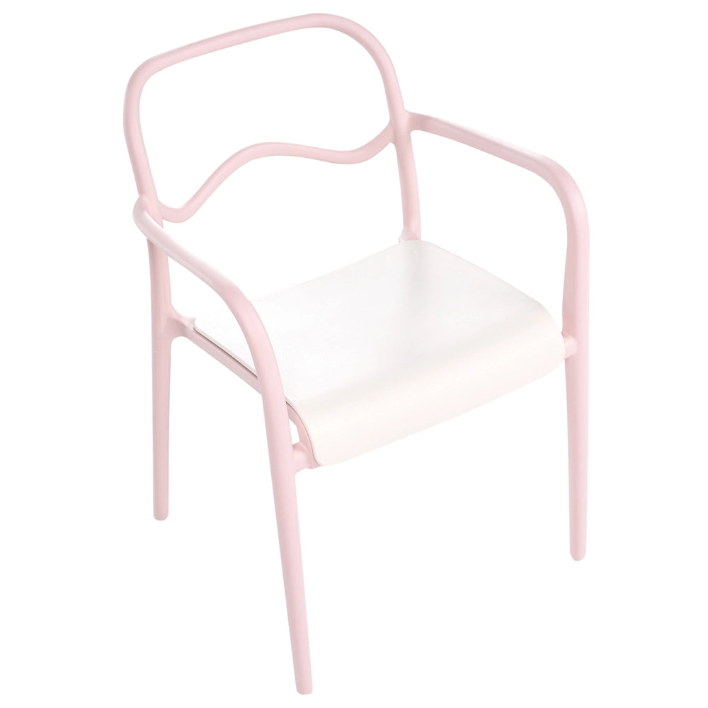 Set di 2 sedie da giardino impilabili in plastica rosa pastello e beige stile retrò per tutte le stagioni