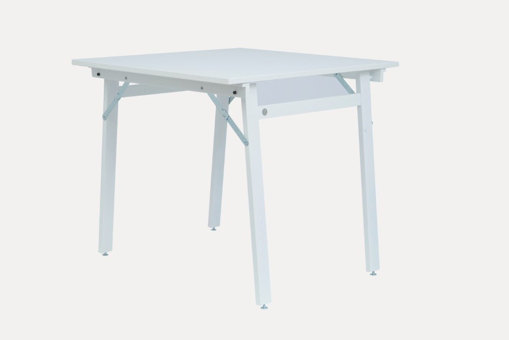 Tavolo Pieghevole Salvaspazio 80x80x74,5-76 cm Party in Legno e Laminato Bianco