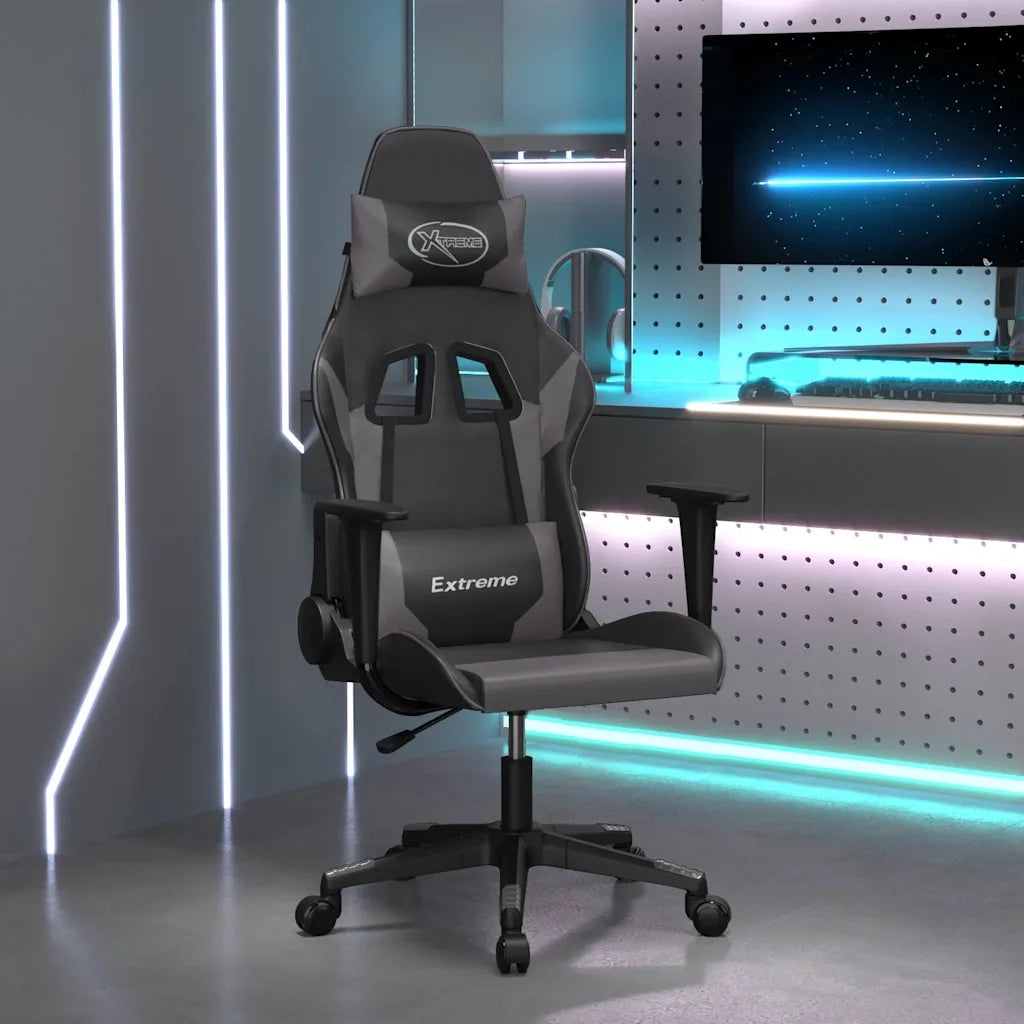 Sedia da Gaming | Sedia da e-sports Nera e Grigia in Similpelle