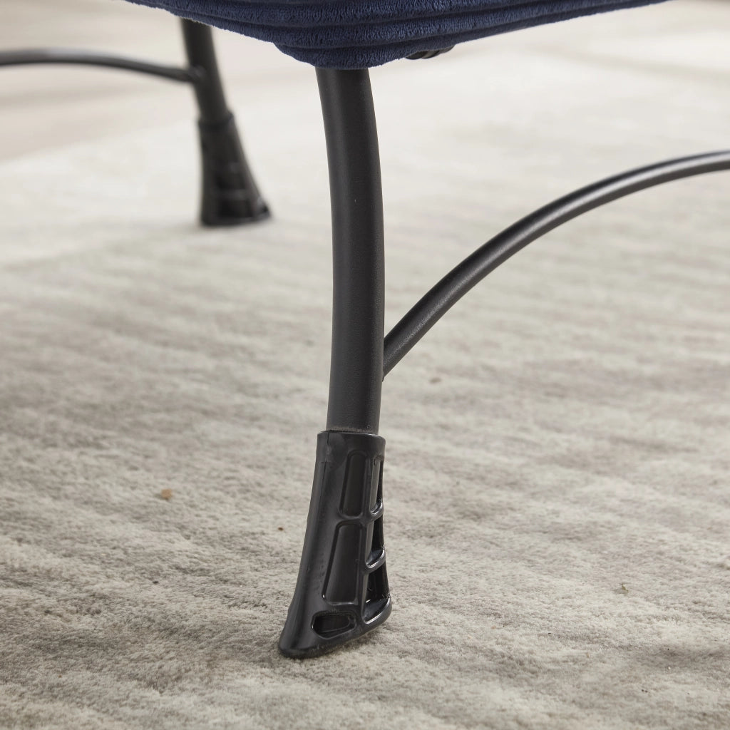 POLTRONA Lounge con Pouf 70x64x95 cm Blu Navy in Acciaio