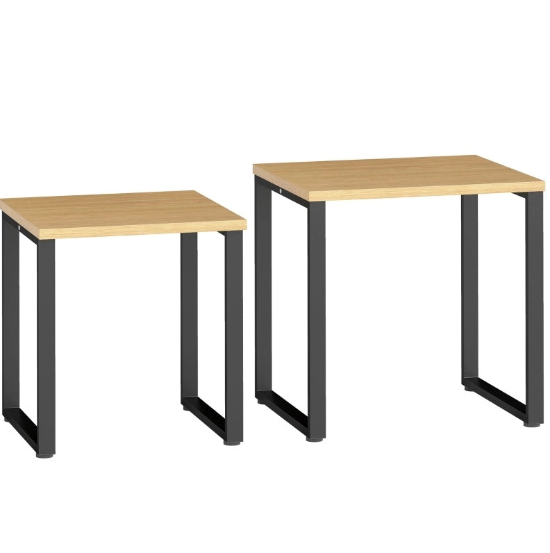 Set di 2 tavolini da caffè in legno naturale e metallo