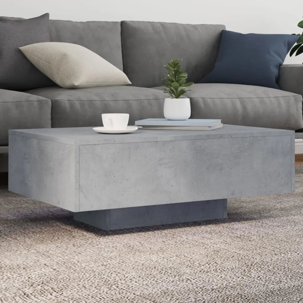 Tavolino da salotto | Tavolino da caff¨¨ | Tavolino da Soggiorno con Luci LED Grigio Cemento 85x55x31 cm