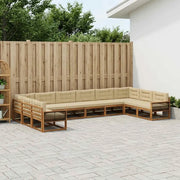 Set di divani da esterno con cuscino 10 pcs Naturale e Beige 3382926
