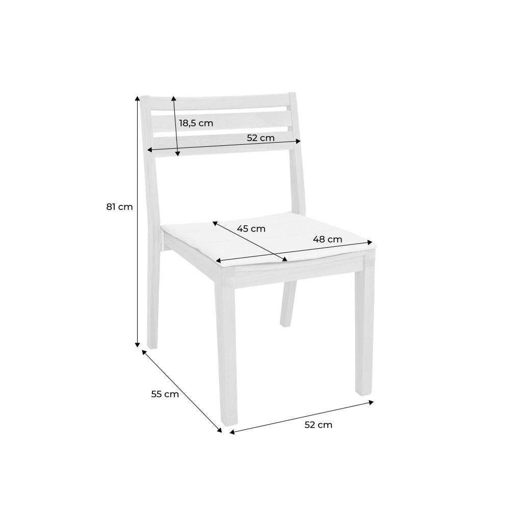 Set 4 sedie da giardino in legno di acacia con cuscino, beige