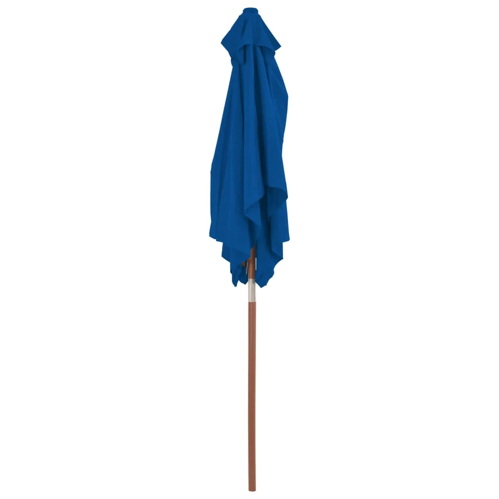 Ombrellone da esterno con palo in legno 150 x 200 cm blu 02_0008254