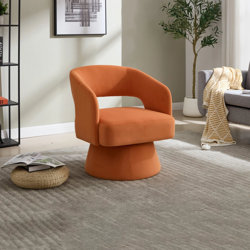 POLTRONA Girevole in Chenille Arancione