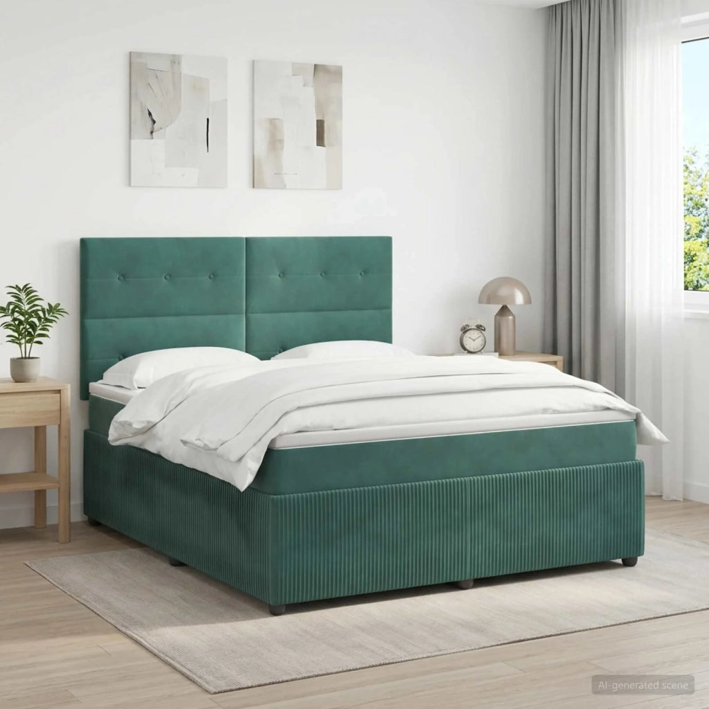 Letto box spring con materasso Verde Scuro 180 x 200 cm Velluto 3454658