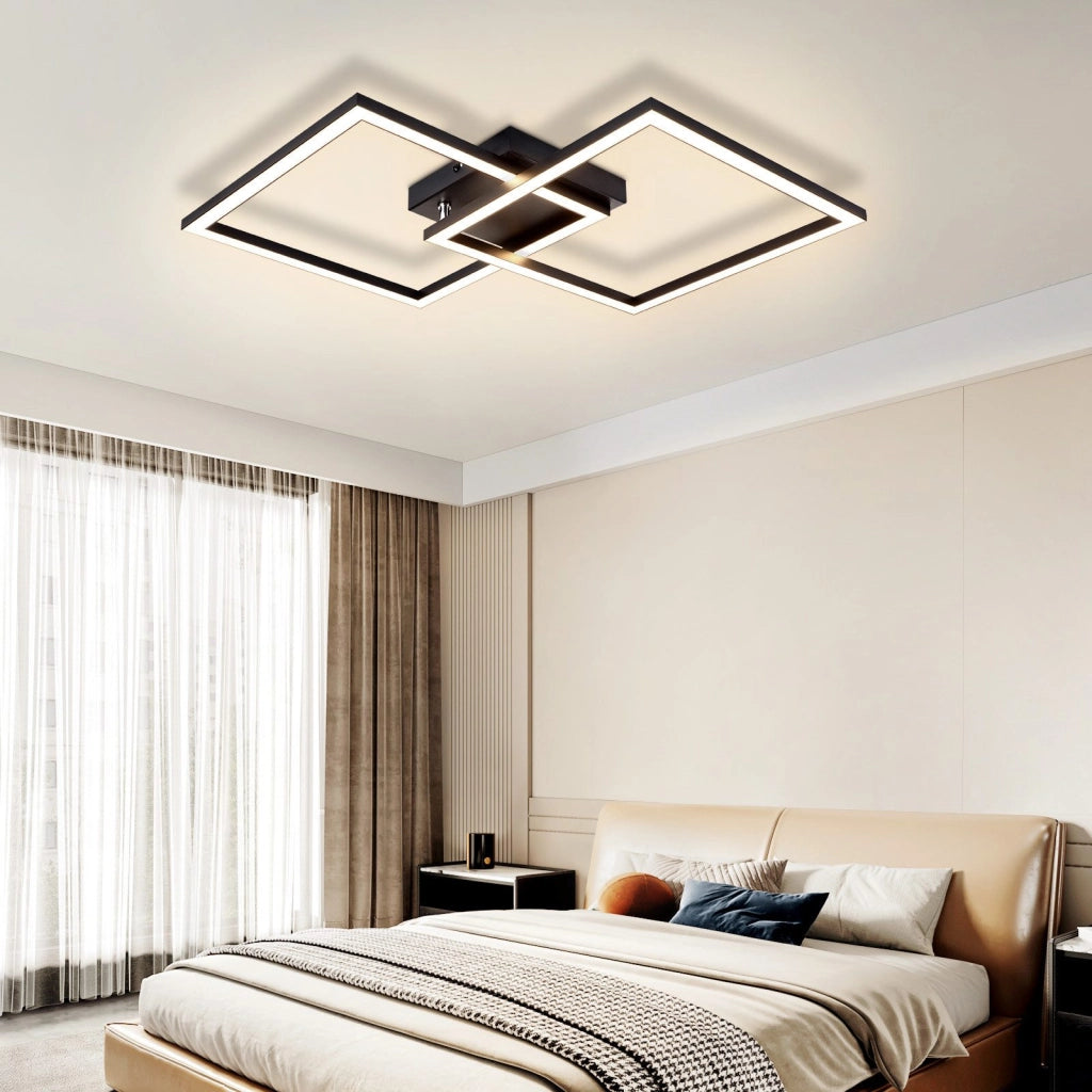 ZMH Lampada da soffitto plafoniera LED quadrata nera 3000K moderna per soggiorno corridoio cucina