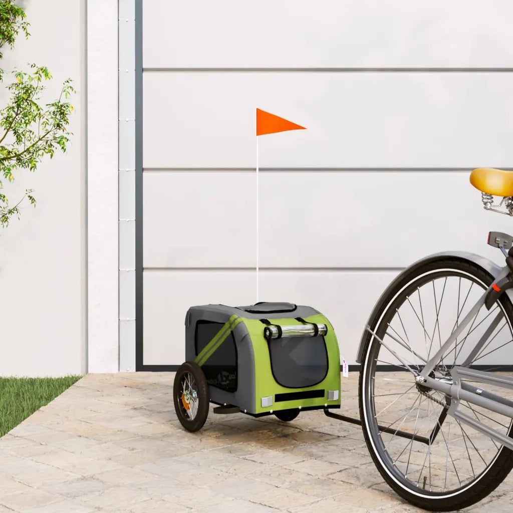 Rimorchio da Bici per Animali Verde e Grigio Oxford e Ferro CFW8976876