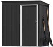Casetta in metallo 151 x 77 x 182 cm (2,1 m³), piccola casetta in metallo con telaio in acciaio zincato, inclusi guanti, porta scorrevole, tetto spiovente, capanno da giardino, antracite